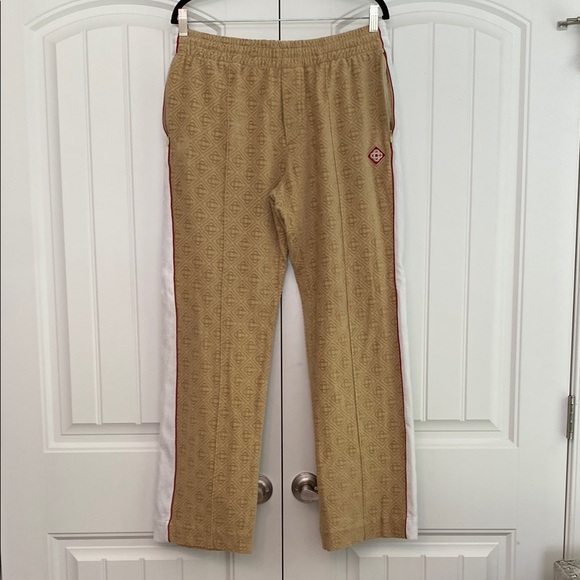 Casablanca Monogram Velour Velvet Track Pants Men's Size L Taupe - Picture 3 of 16